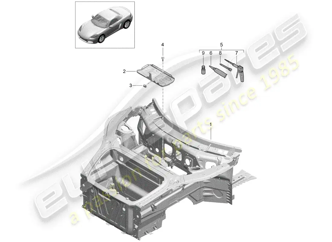 porsche 2017 (718 boxster) interfaz diagrama de piezas