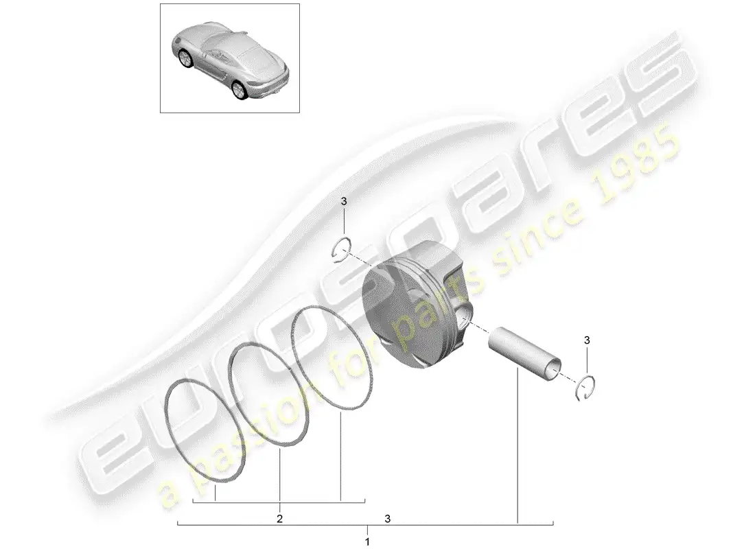 porsche 2018 (718 cayman) pistón diagrama de piezas