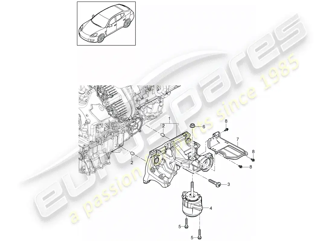 porsche 2013 (panamera 970) suspensión del motor diagrama de piezas
