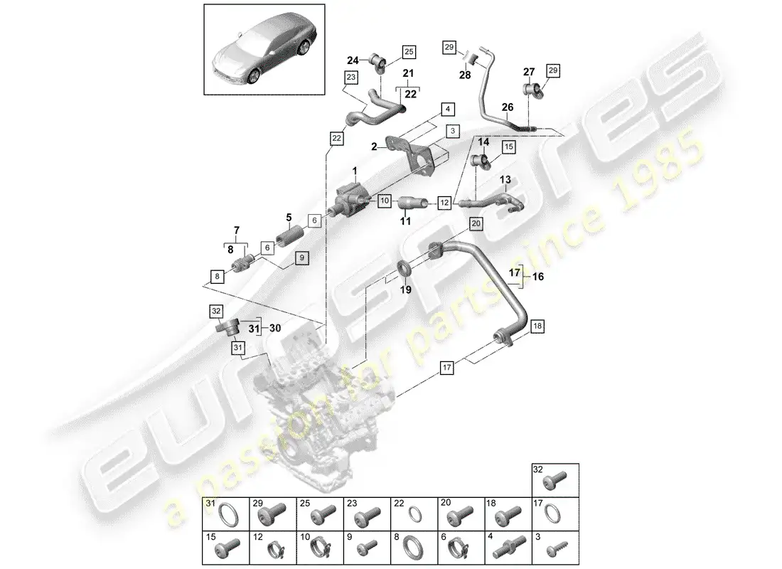 porsche 2020 (panamera 971-1) water cooling diagrama de piezas