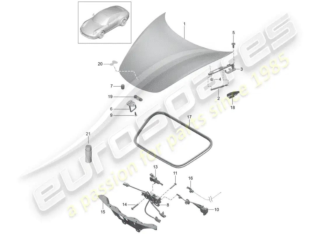 porsche 2014 (991-1) cubrir diagrama de piezas