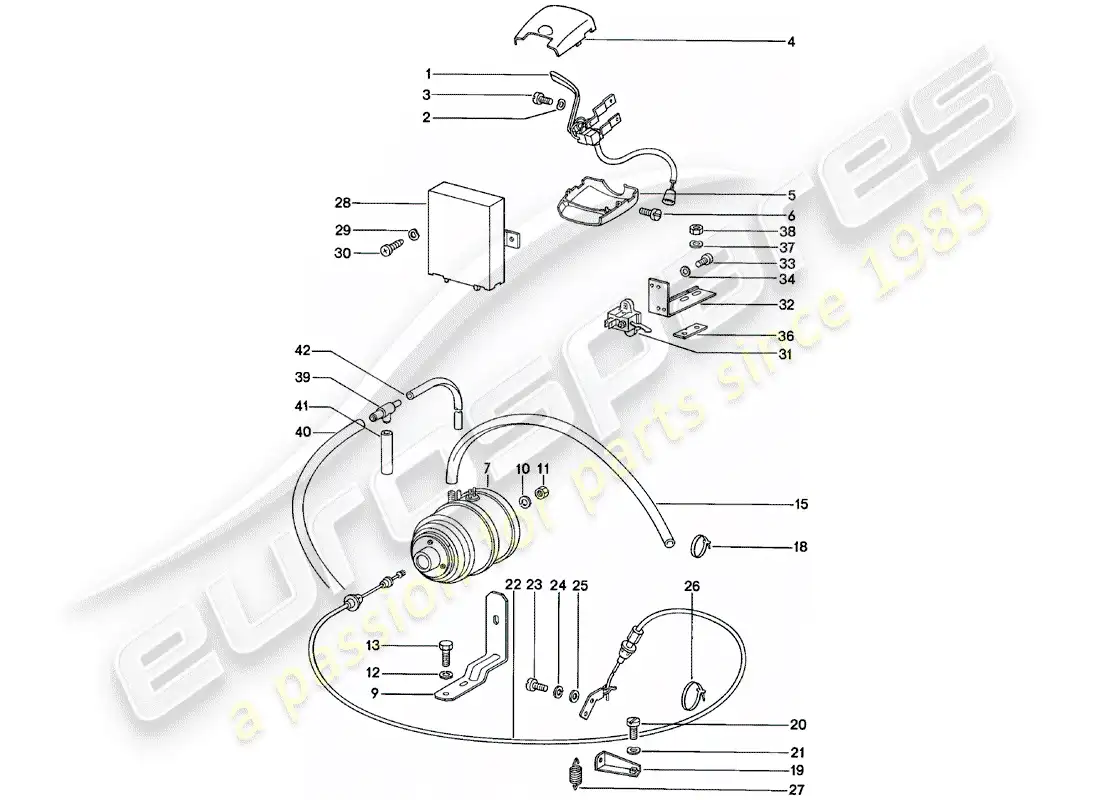 porsche 1981 (911) sistema de control de crucero diagrama de piezas