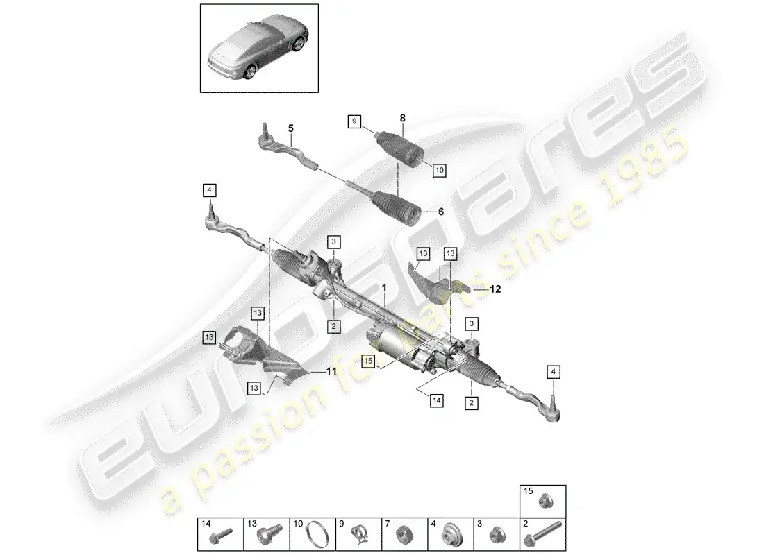 porsche 2020 (panamera 971-1) aparato de gobierno diagrama de piezas