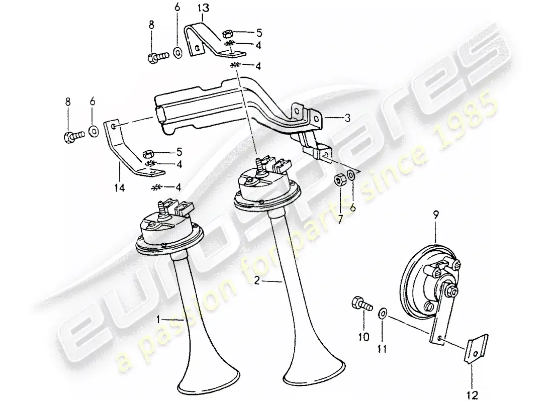 porsche 1989 (964) bocina diagrama de piezas