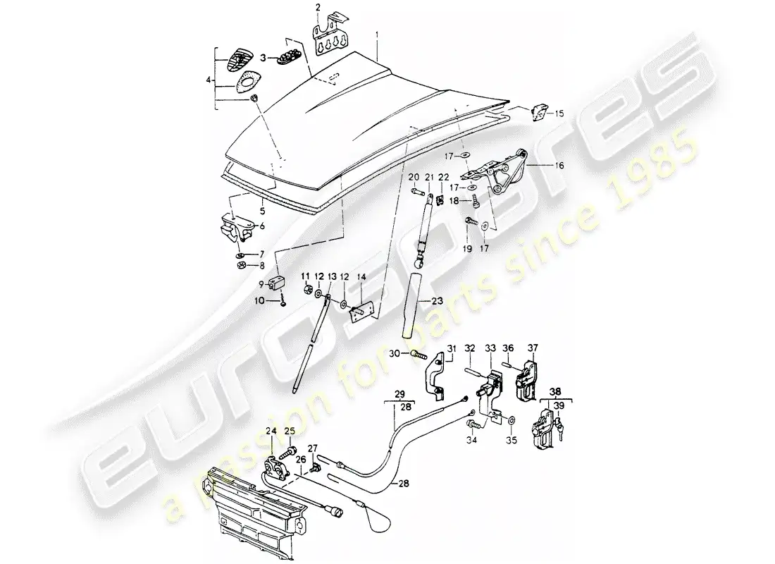 porsche 1989 (964) cubrir diagrama de piezas