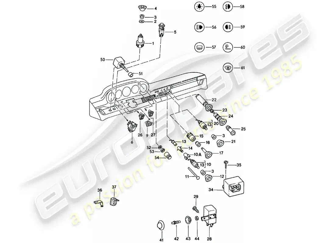 porsche 1978 (911) interruptor - relé diagrama de piezas