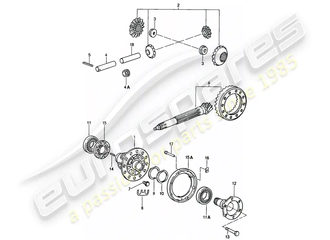 porsche 1987 (911) diferencial diagrama de piezas