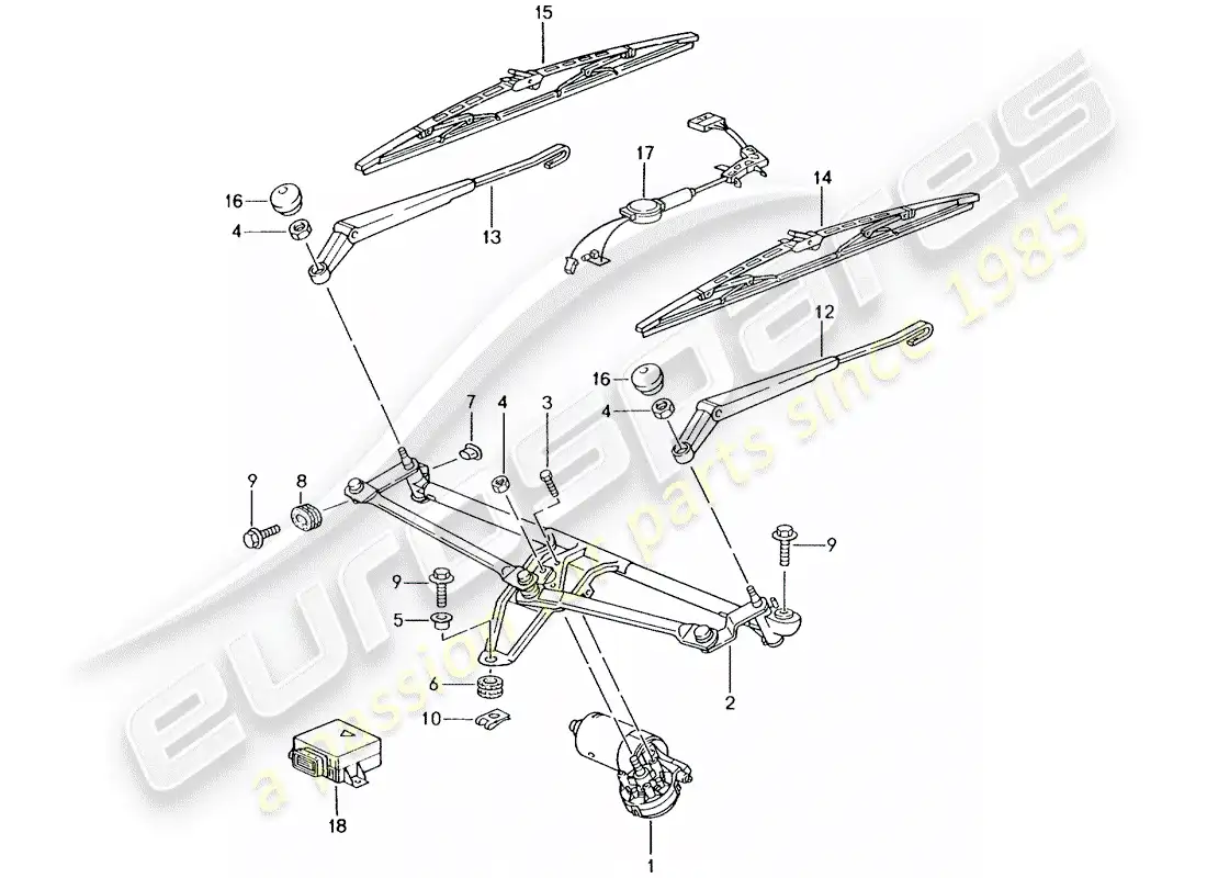 porsche 2004 (996 turbo / gt2) sistema de limpiaparabrisas - sensor de lluvia diagrama de piezas
