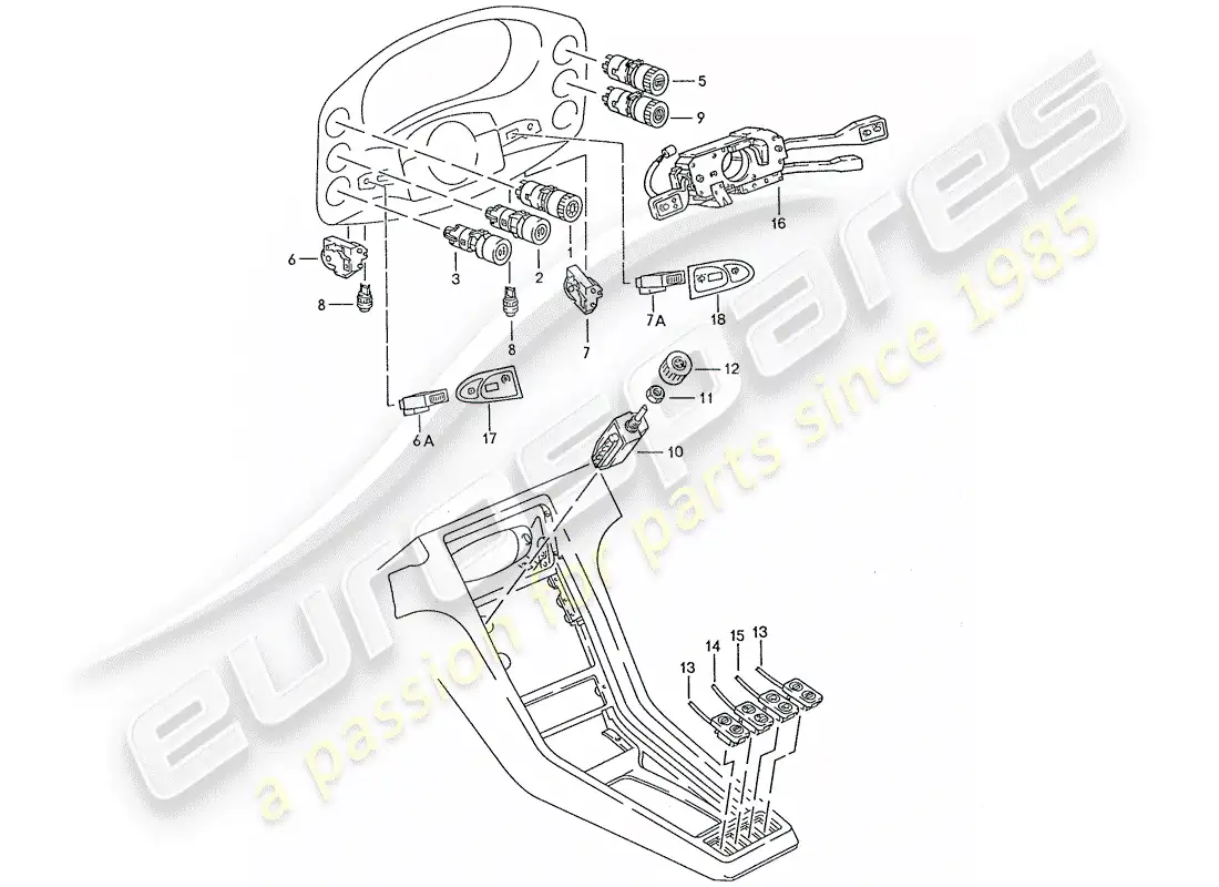 porsche 1988 (928) cambiar - manualmente diagrama de piezas