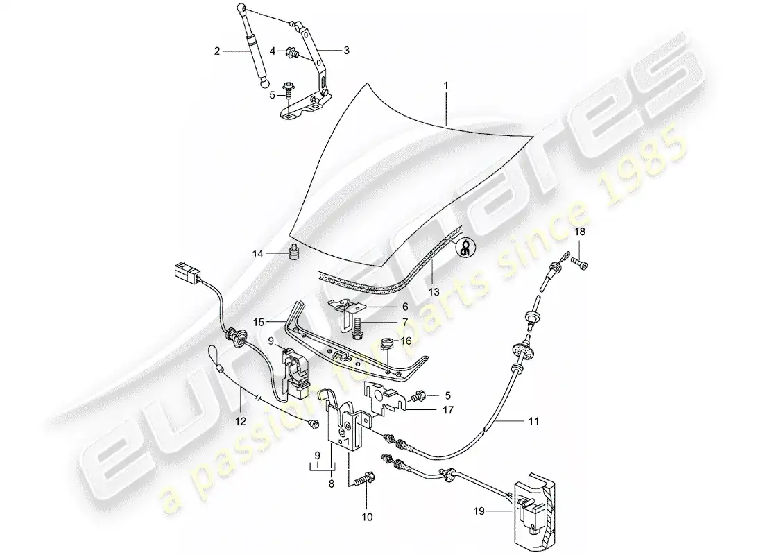 porsche 1998 (986 boxster) cubrir diagrama de piezas