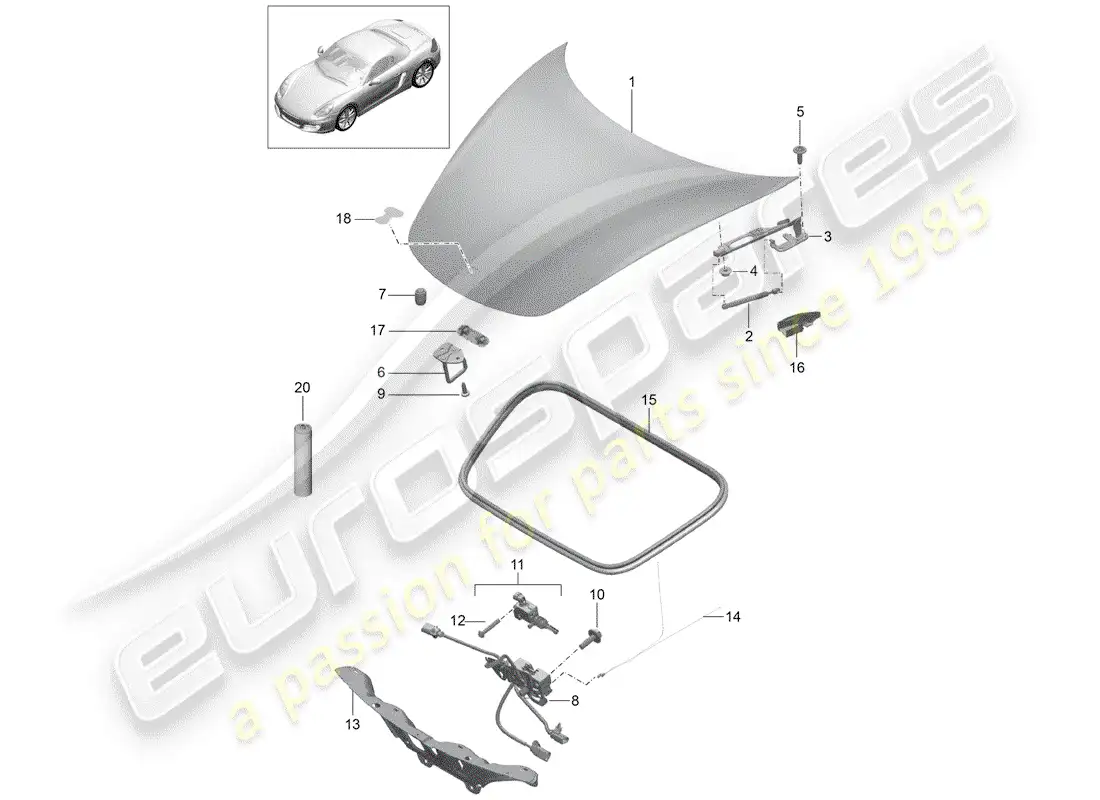 porsche 2016 (981 boxster) cubrir diagrama de piezas