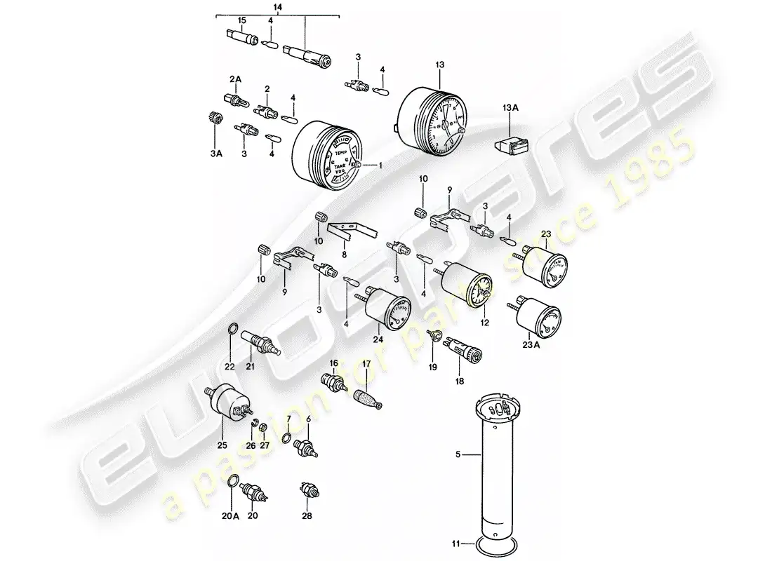porsche 1979 (924) instruments diagrama de piezas