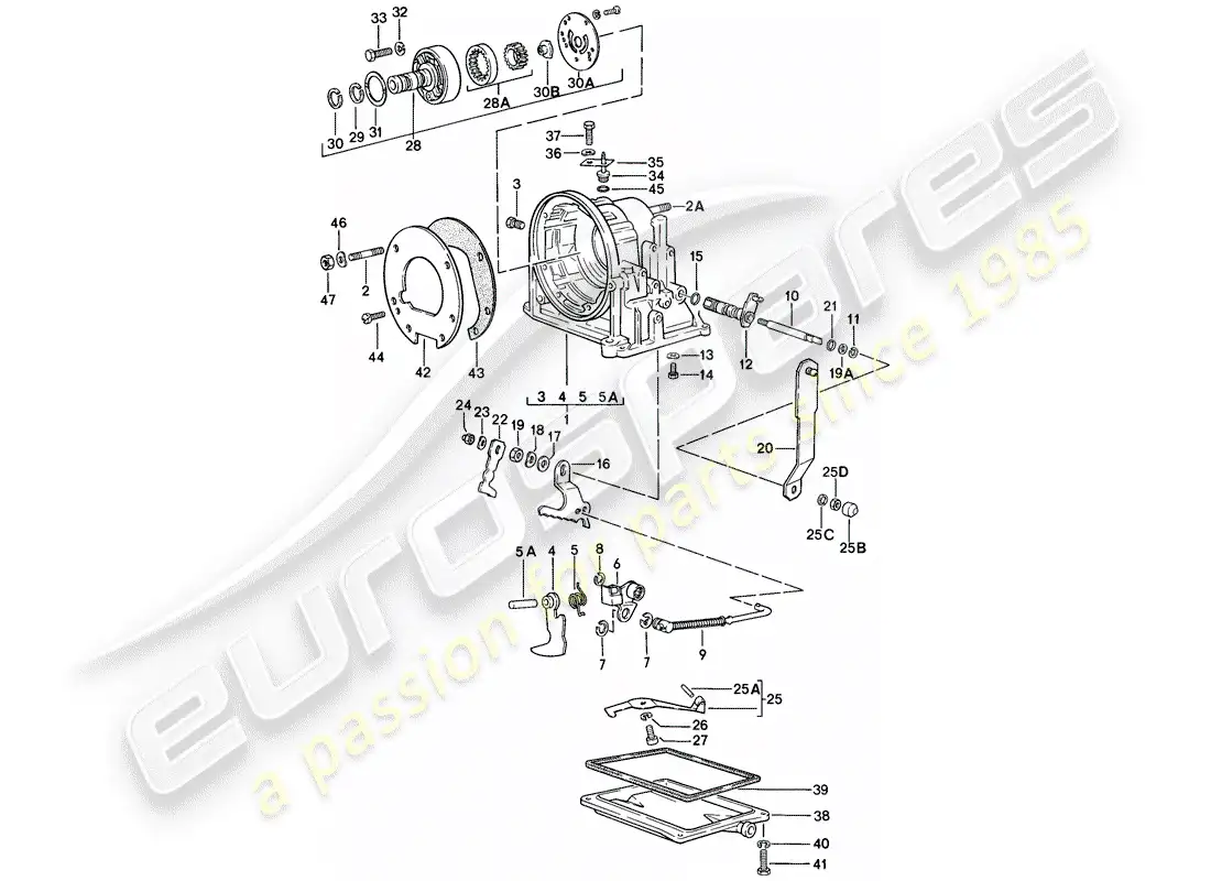 porsche 1984 (944) caja de transmisión - transmisión automática diagrama de piezas