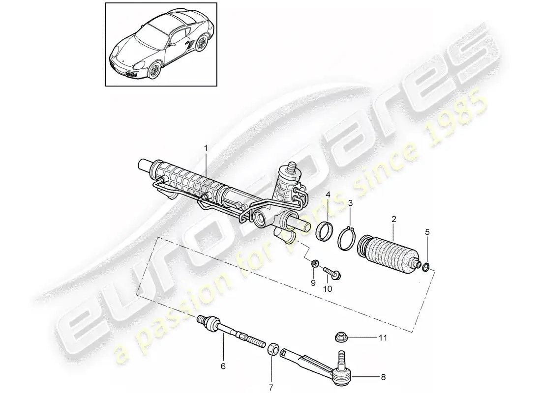 porsche 2012 (987 cayman) dirección asistida diagrama de piezas