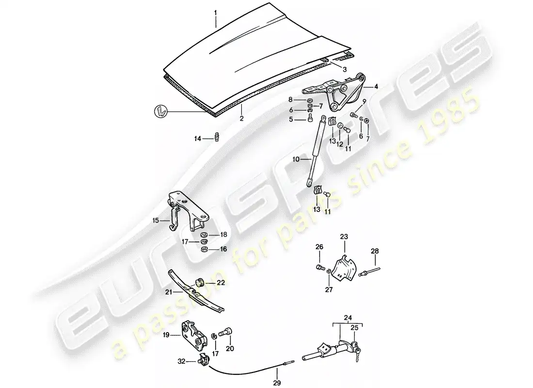 porsche 1984 (911) cubrir diagrama de piezas