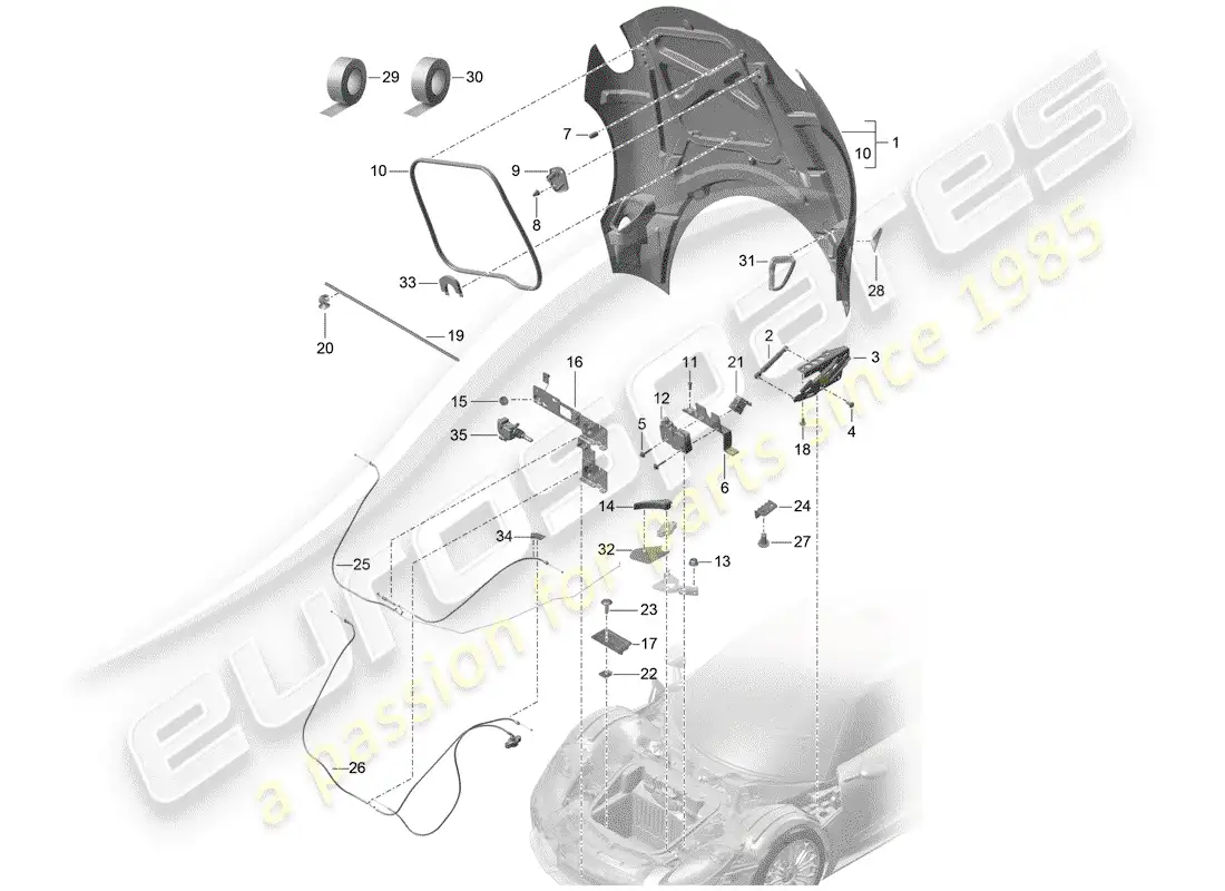 porsche 2015 (918 spyder) cubrir diagrama de piezas