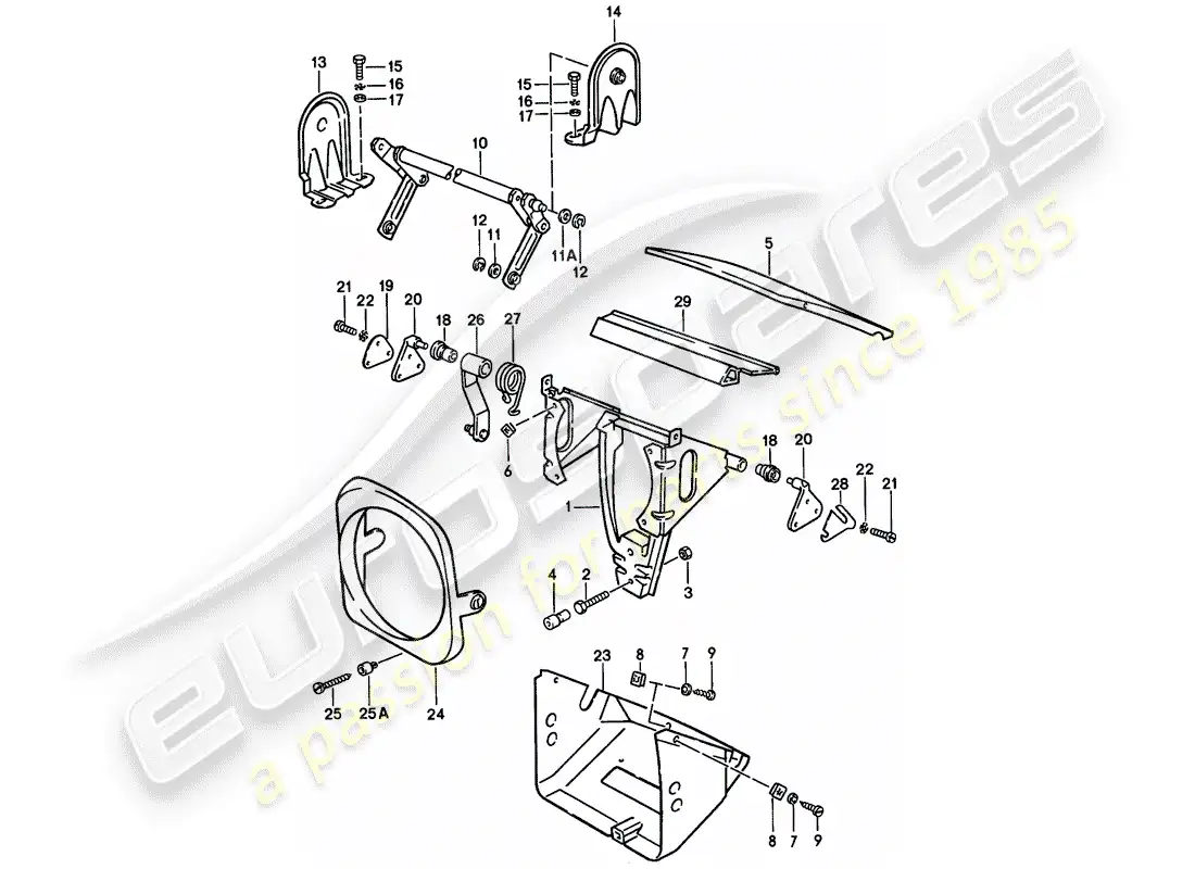 porsche 1979 (924) faro emergente diagrama de piezas