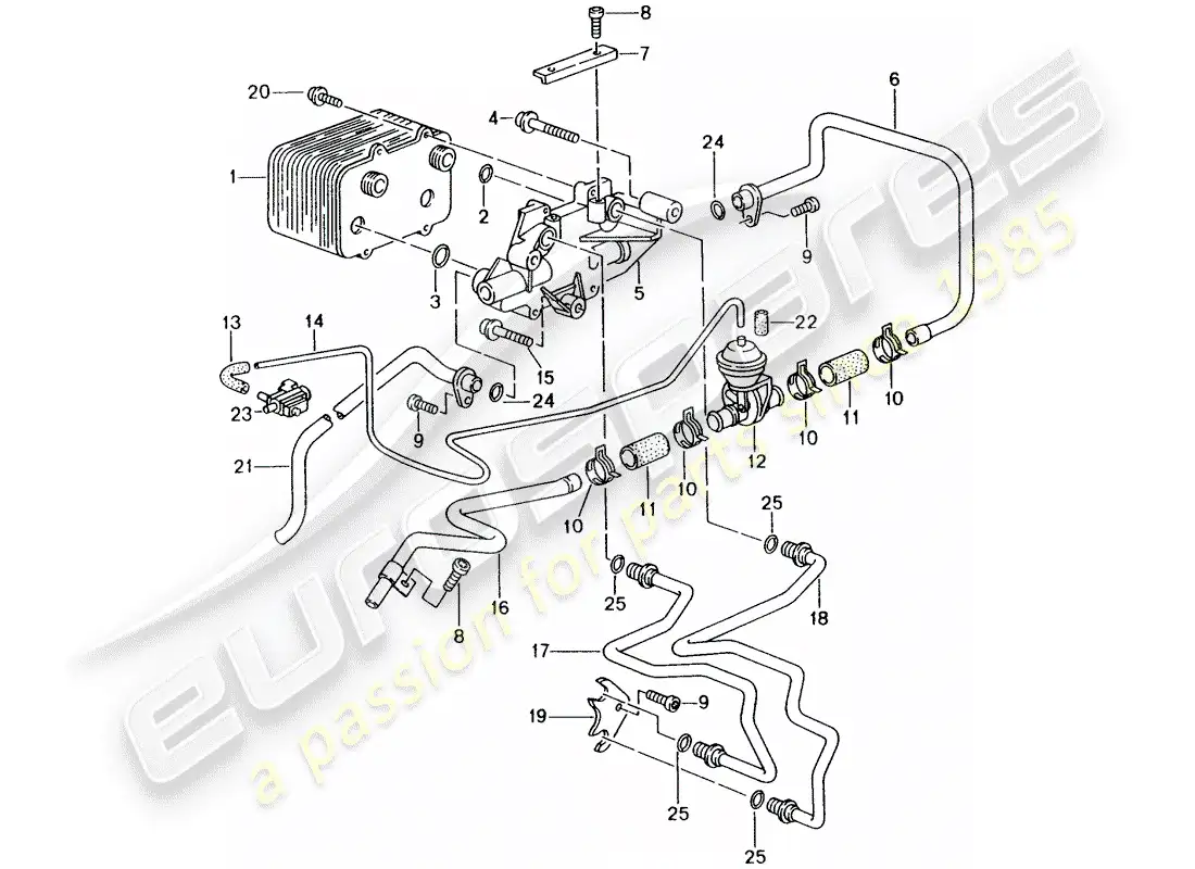 porsche 1999 (986 boxster) tiptronic - - - enfriador de aceite de engranajes - línea de presión de aceite para - enfriamiento de aceite de engranajes diagrama de piezas