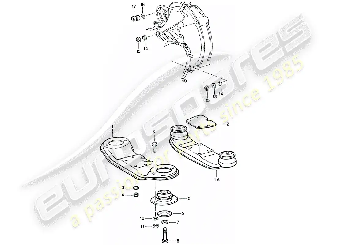 porsche 1985 (911) suspensión de la transmisión diagrama de piezas