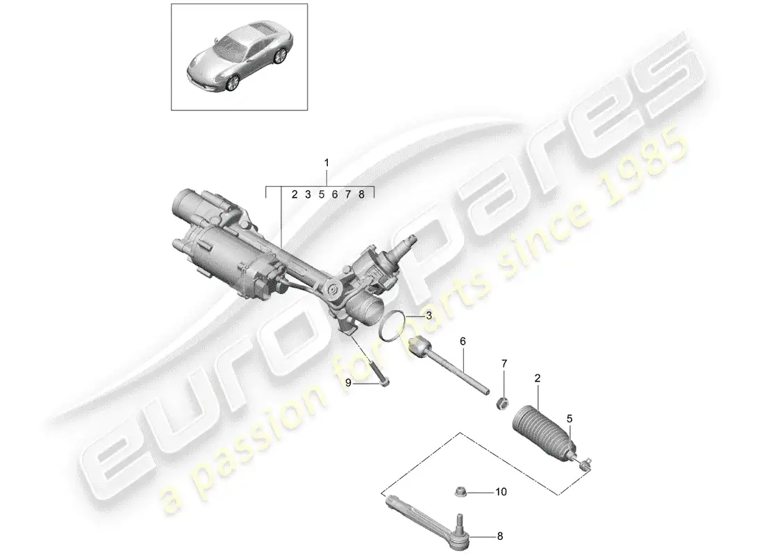 porsche 2014 (991-1) aparato de gobierno diagrama de piezas
