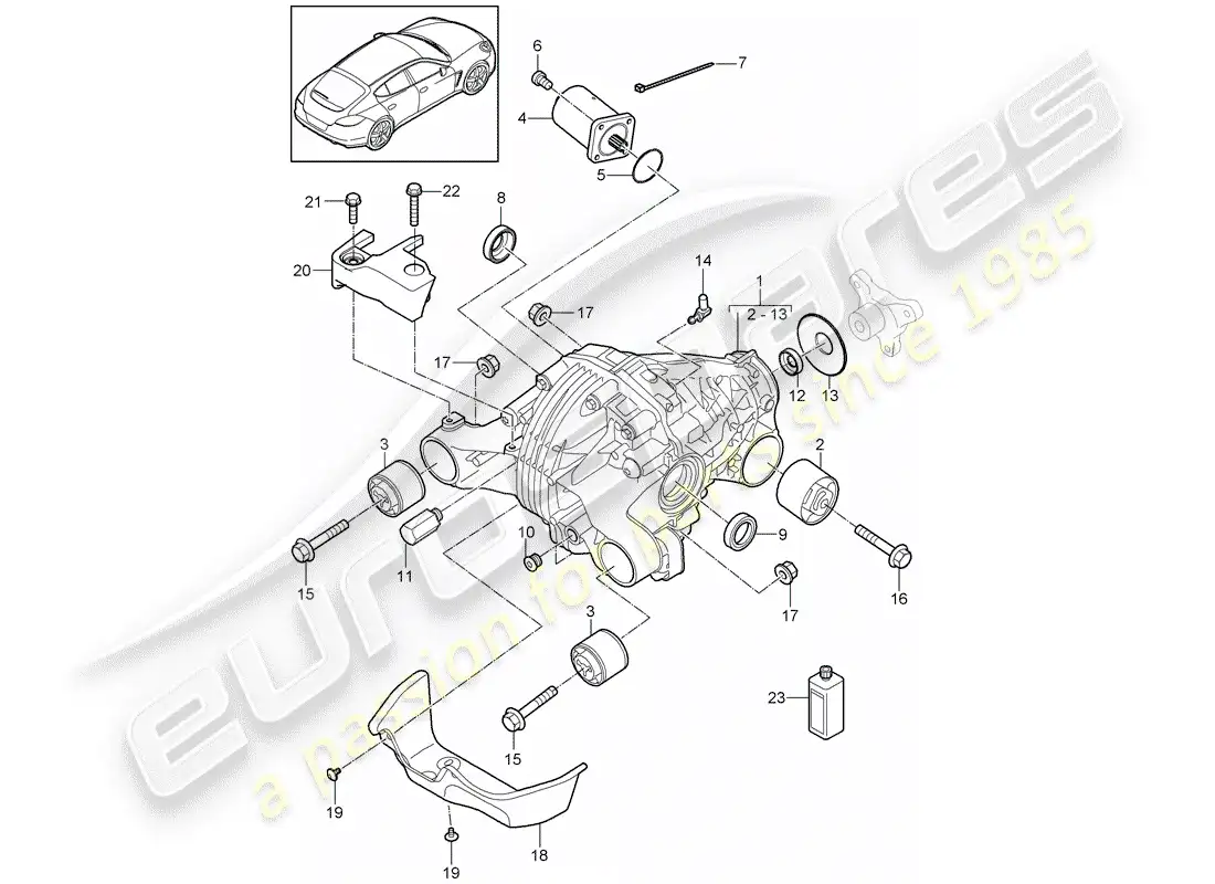 porsche 2011 (panamera 970) diferencial del eje trasero diagrama de piezas