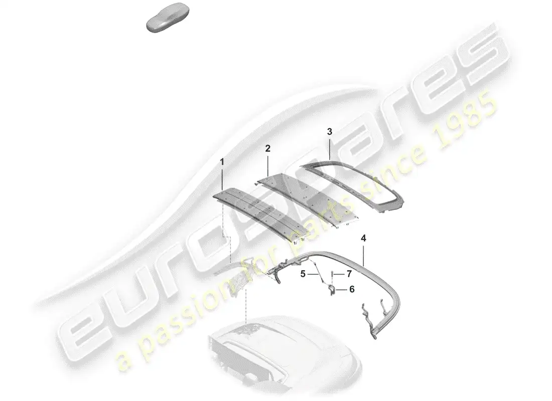 porsche 2019 (992-1) marco superior diagrama de piezas