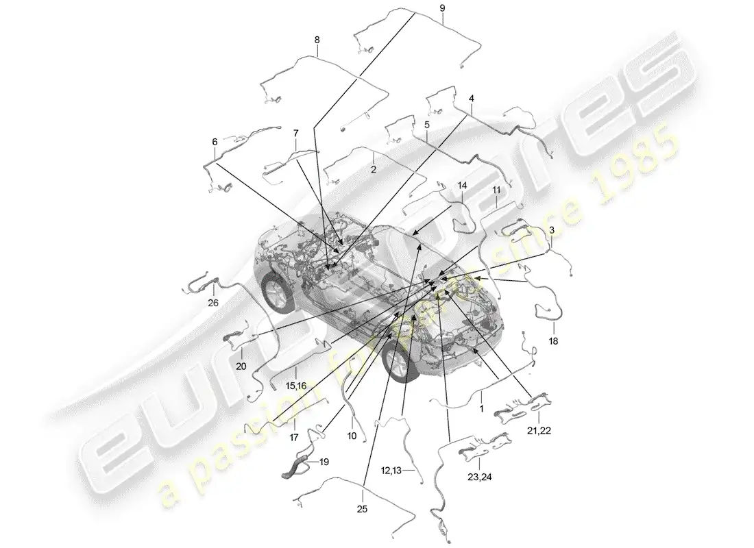 porsche 2016 (macan) cableado único diagrama de piezas