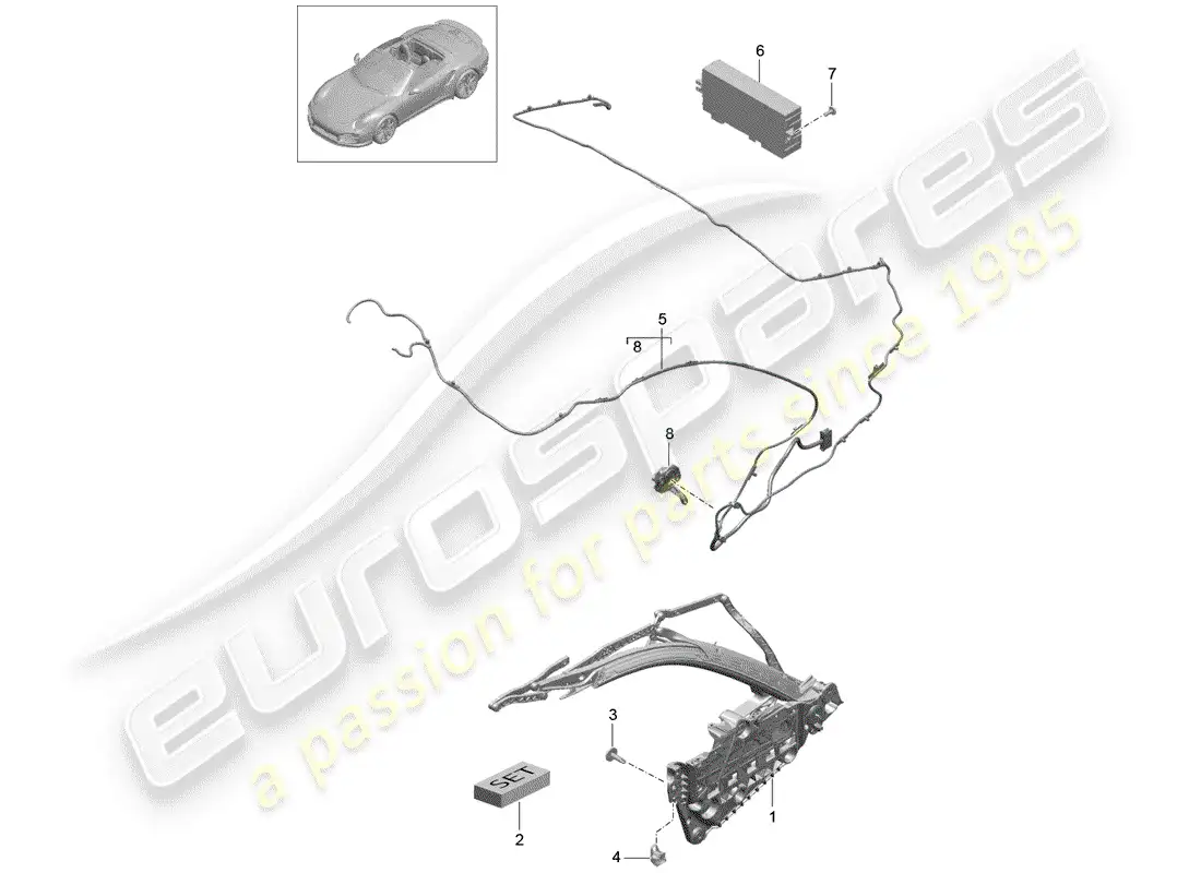 porsche 2016 (991-1 turbo) marco superior diagrama de piezas