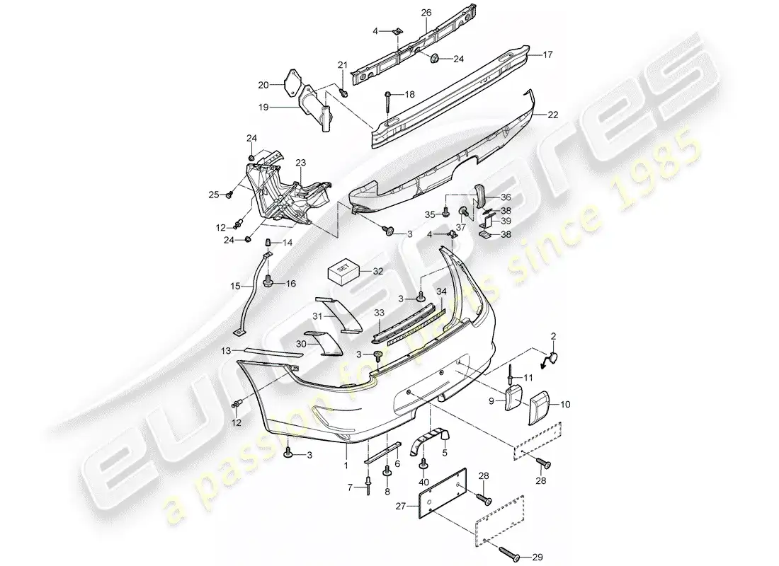 porsche 2011 (997-2 gt3) parachoque diagrama de piezas