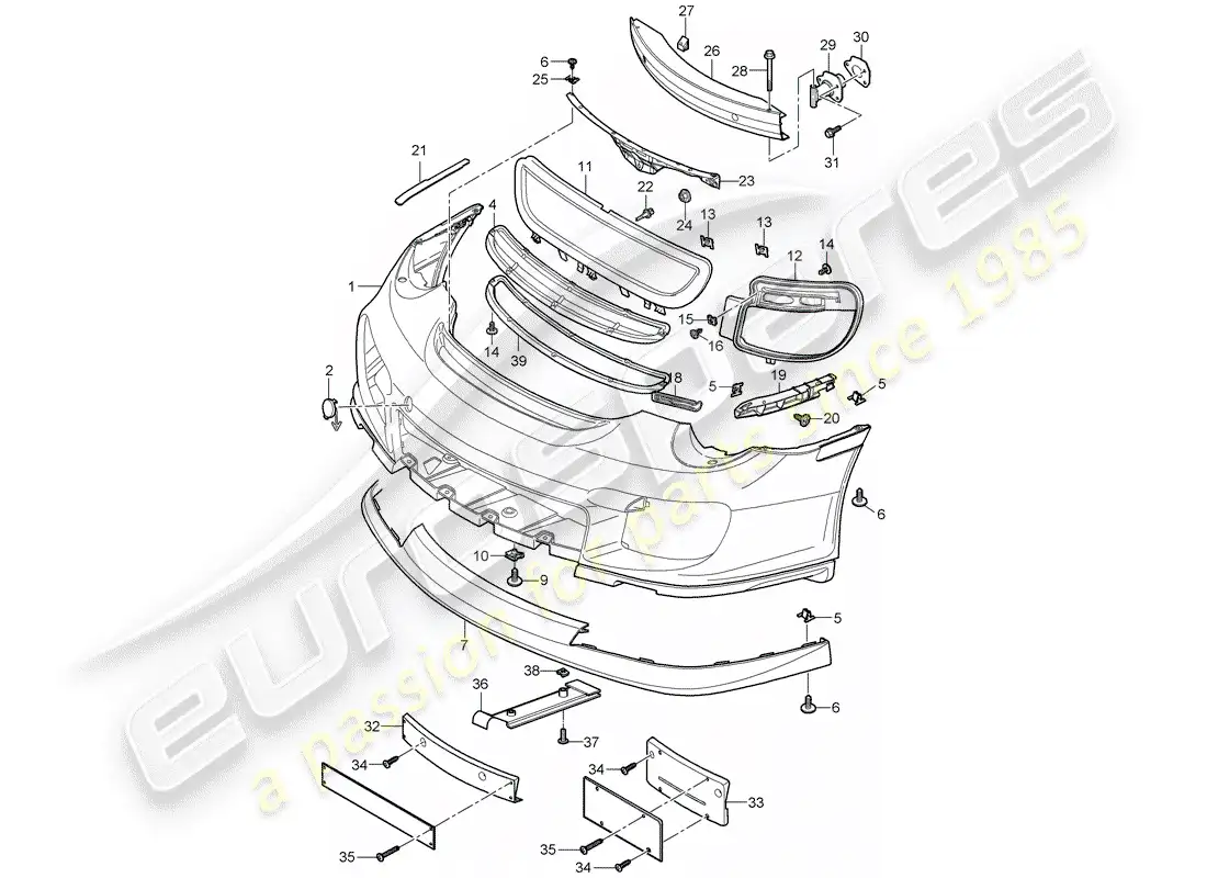 porsche 2009 997-2 turbo / gt2 parachoque diagrama de piezas
