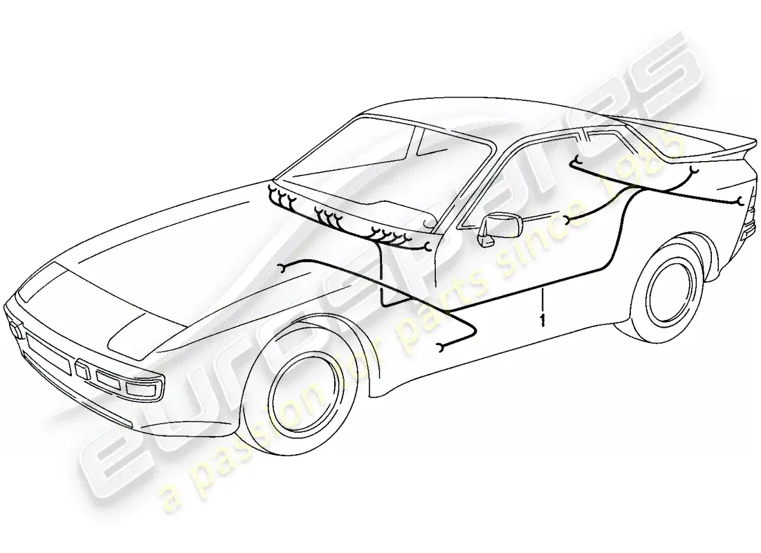 porsche 1986 (944) mazo de cables - habitáculo diagrama de piezas
