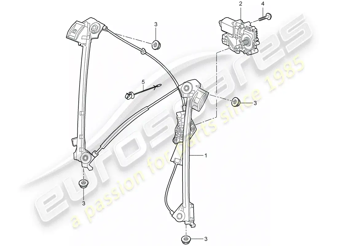 porsche 2007 (987 boxster) regulador de ventana diagrama de piezas