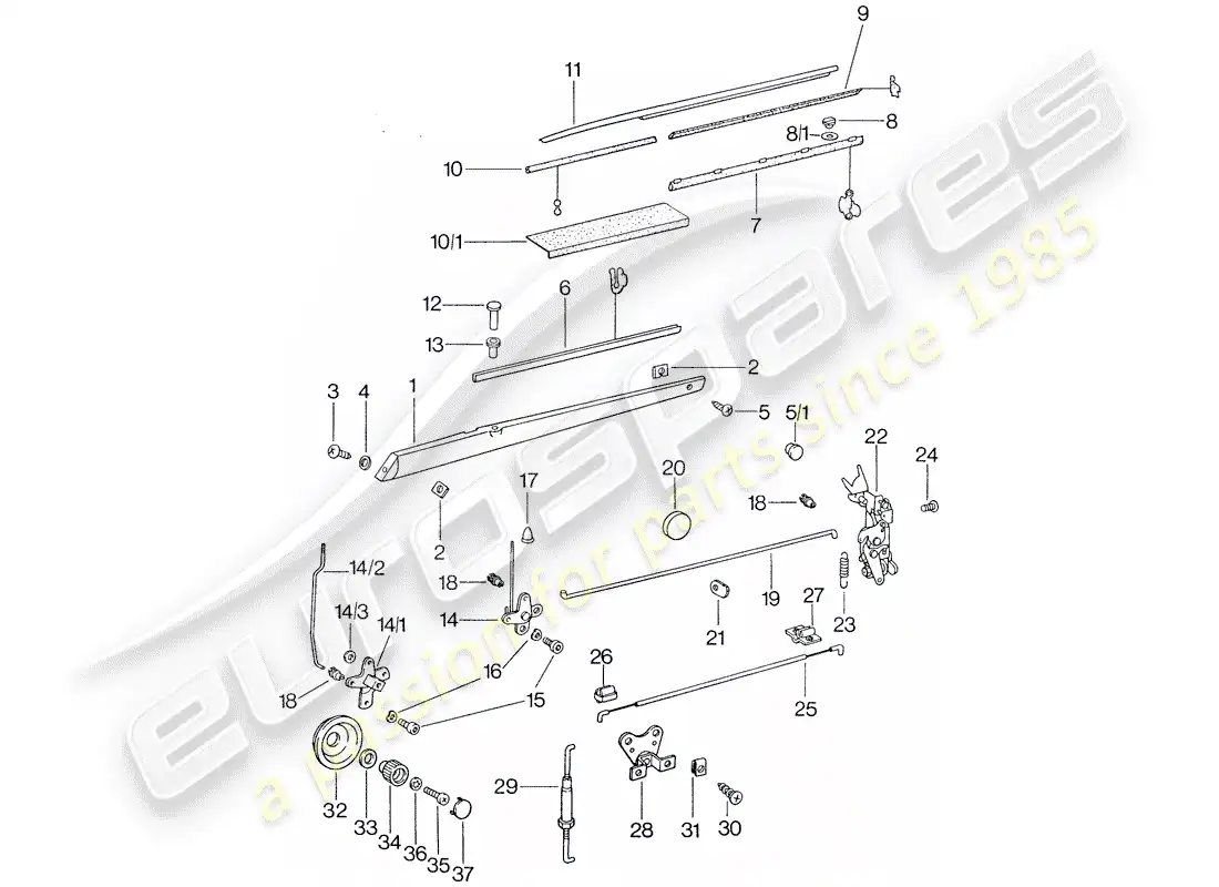 porsche 1975 (911) piezas de instalación - para - puerta diagrama de piezas