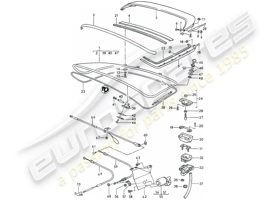 porsche 1995 (968) tapa del maletero trasero - spoiler trasero diagrama de piezas