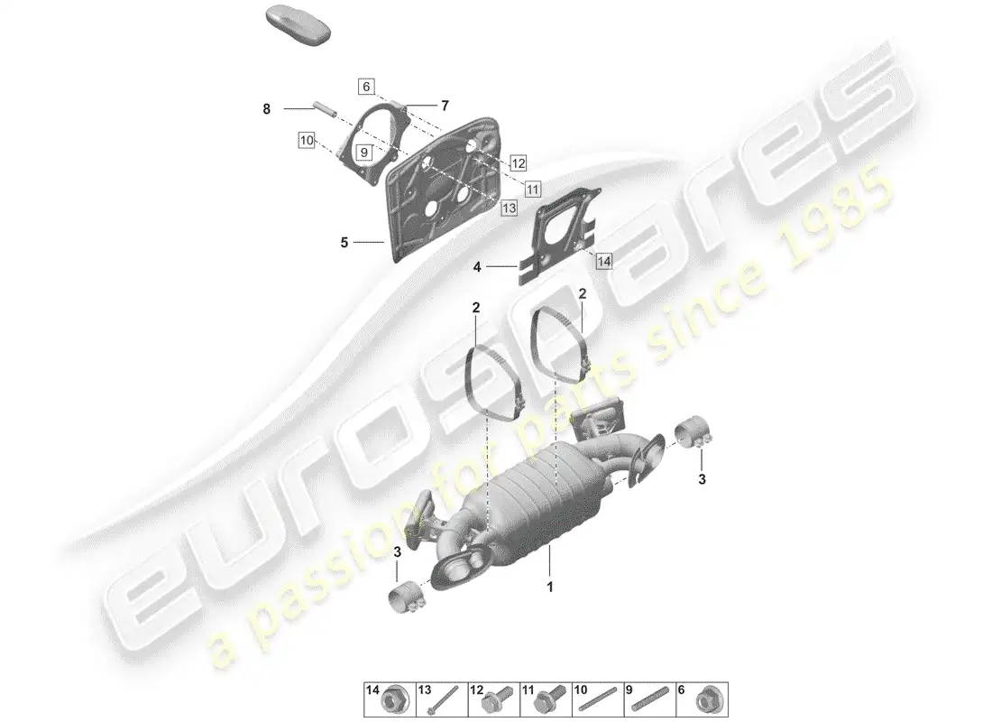 porsche 2019 (992-1) silenciador diagrama de piezas