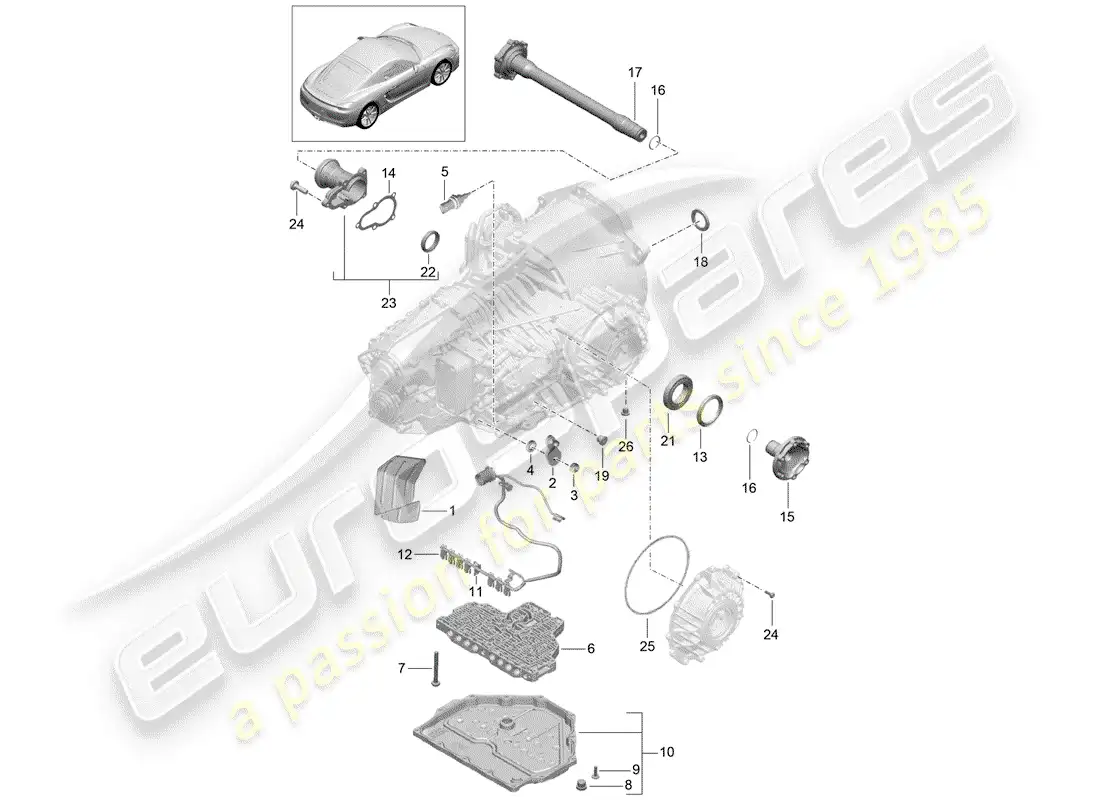 porsche 2015 (981 cayman) - pdk - diagrama de piezas