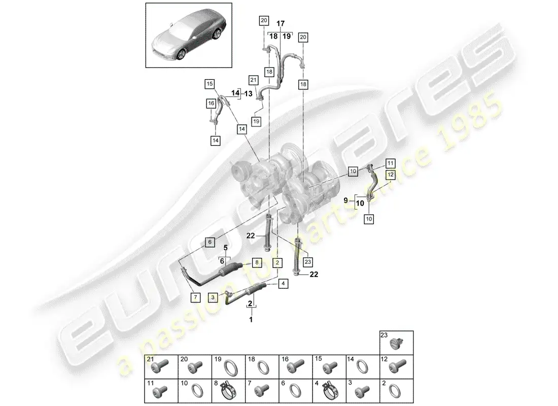 porsche 2017 (panamera 971-1) refrigeración por agua para diagrama de piezas