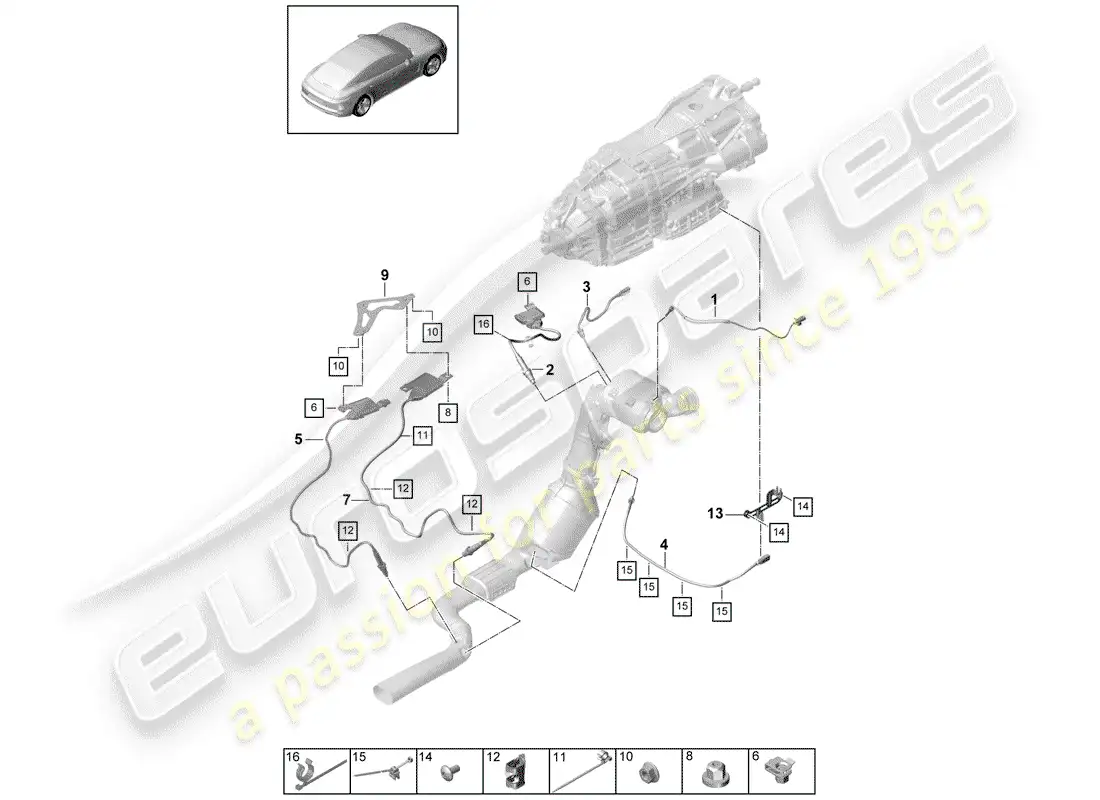 porsche 2020 (panamera 971-1) sistema de escape diagrama de piezas