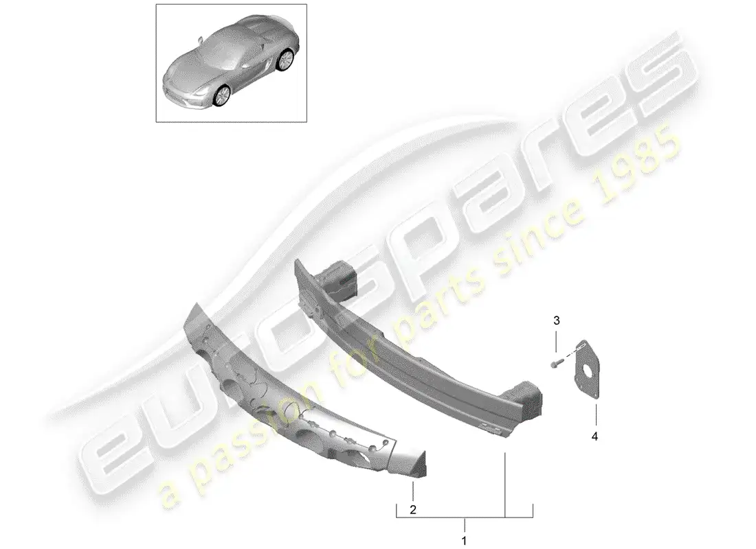 porsche 2016 (981 boxster spyder) soporte de parachoques diagrama de piezas