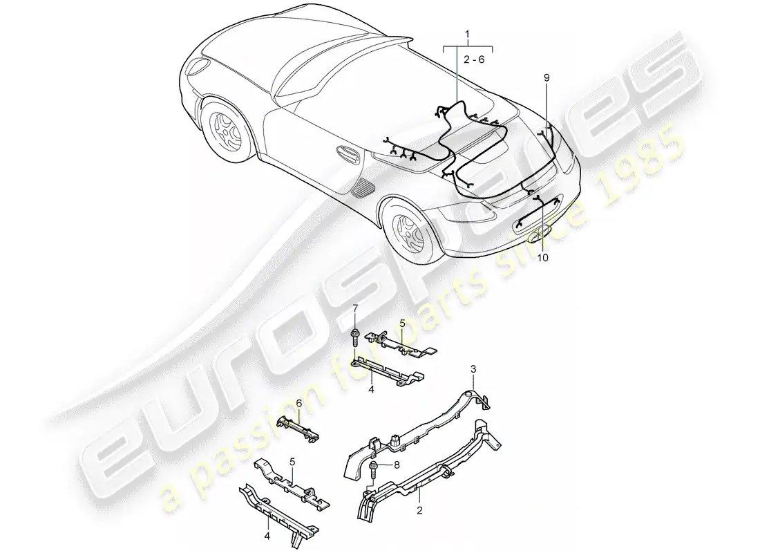 porsche 2012 (987 boxster) cableando arneses diagrama de piezas
