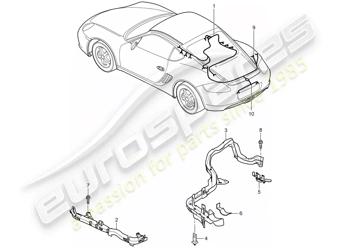 porsche 2007 (987 cayman) cableando arneses diagrama de piezas
