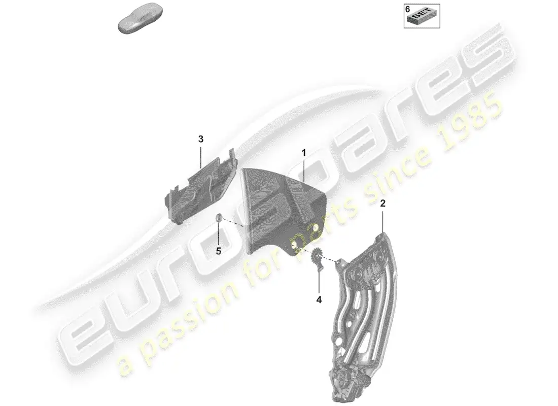porsche 2020 (992-1) ventana lateral diagrama de piezas