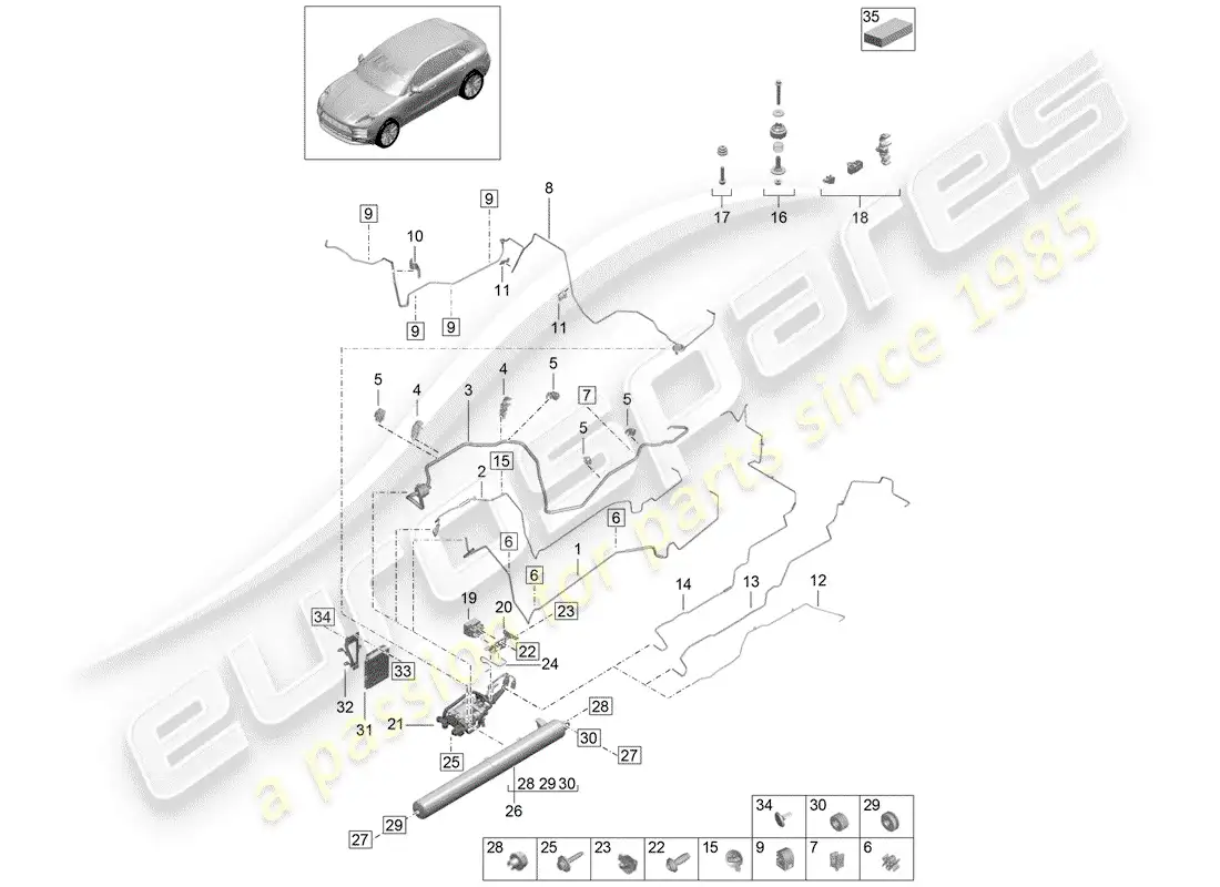 porsche 2019 (macan) sistema autonivelante diagrama de piezas