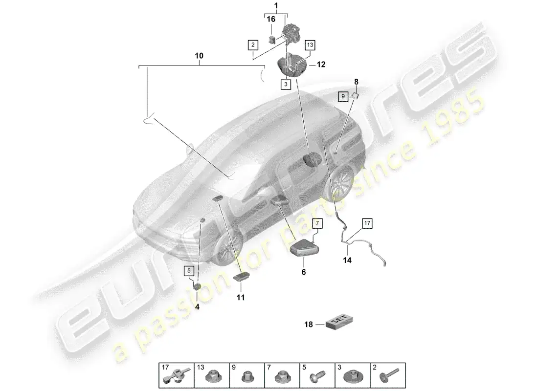 porsche 2019 (cayenne e3 9ya/9yb) compresor diagrama de piezas