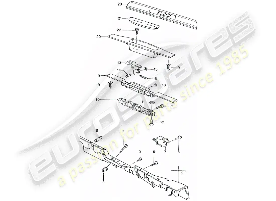 porsche 2005 (996 gt3) forro - albergue diagrama de piezas