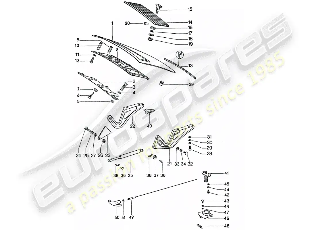 porsche 1975 (911) cubrir diagrama de piezas