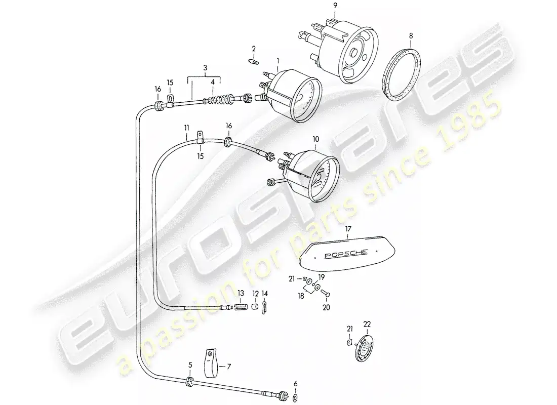 porsche 1957 (356/356a) instruments diagrama de piezas