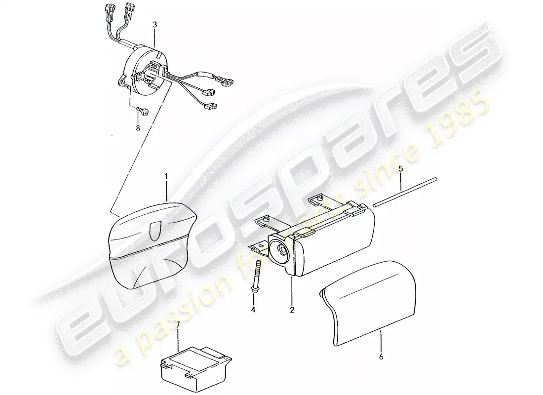 porsche 1998 (996) bolsa de aire diagrama de piezas