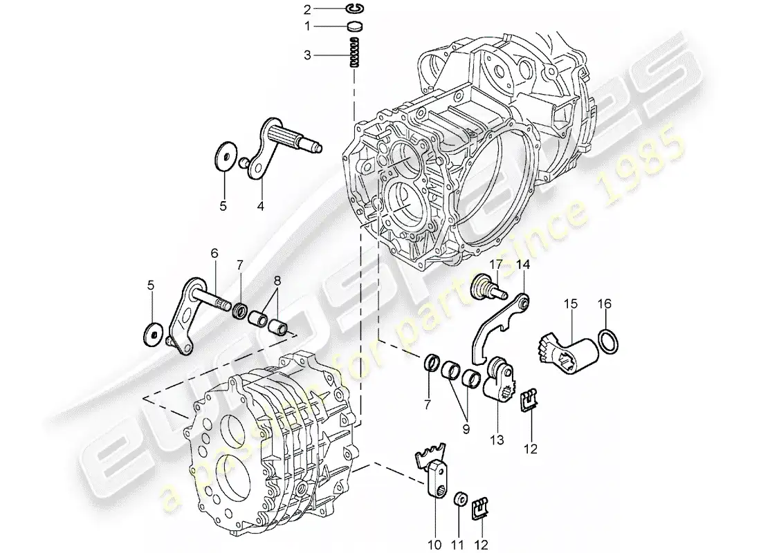 porsche 2002 (996 gt3) dispositivo de bloqueo del control de cambios diagrama de piezas