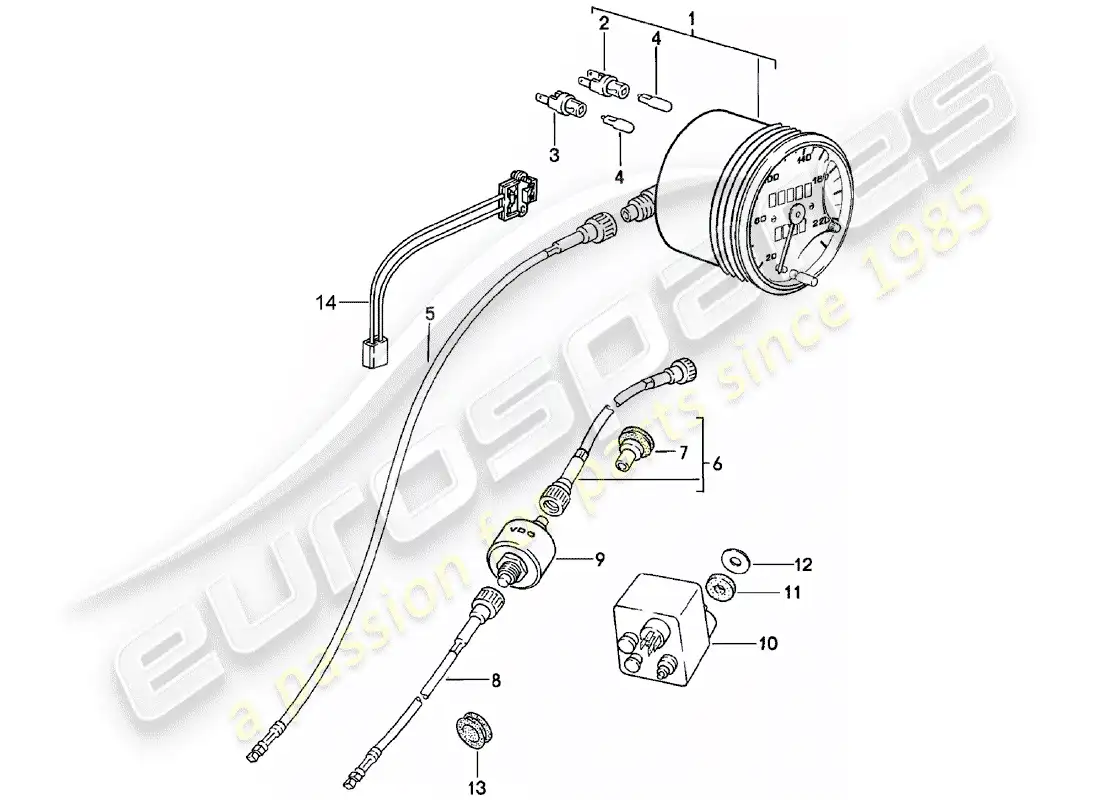 porsche 1983 (924) velocímetro diagrama de piezas
